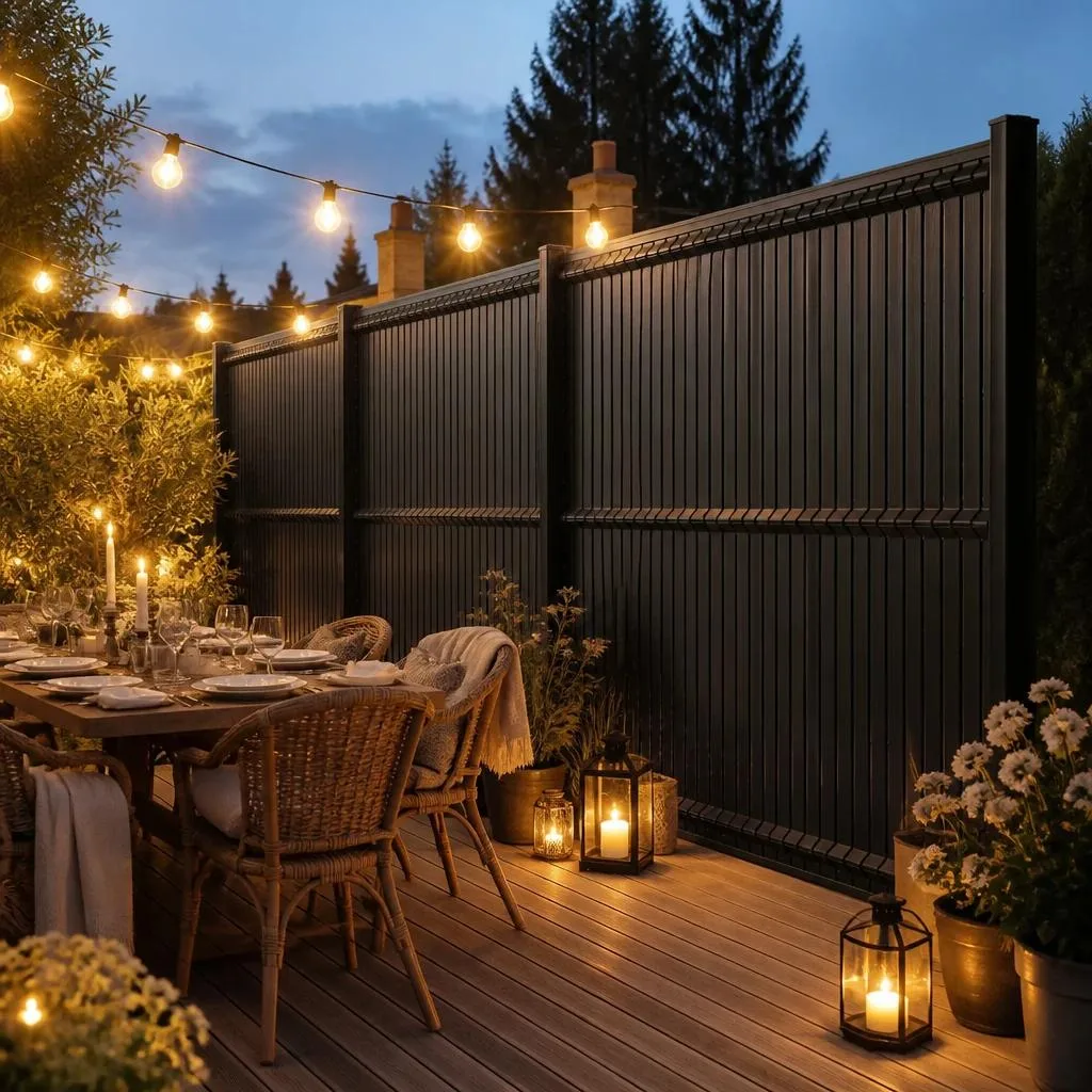 Cloture ultimate occultante gris anthracite terrasse soiree